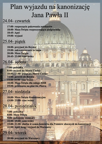 Plan wyjazdu